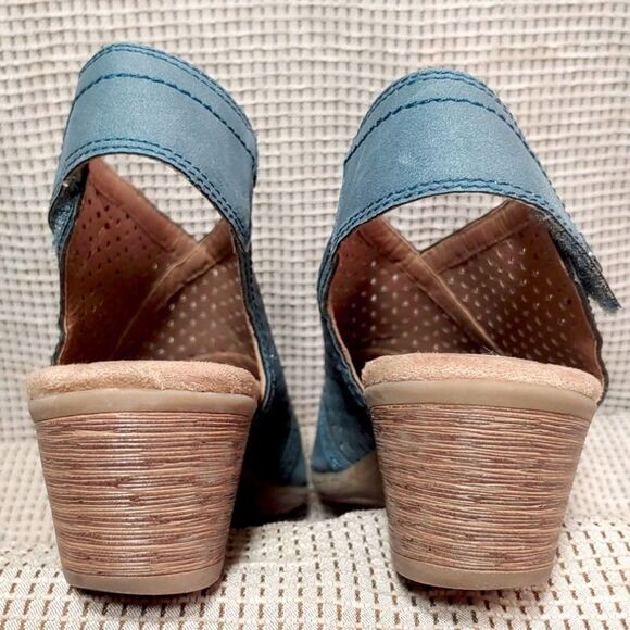Earth Origins Delos Delilah Blue Peep Toe Slingback Heels Booties Womens 7 EUC - Picture 8 of 10